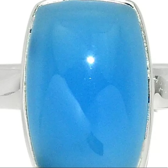 Beautiful blue Chalcedony sterling silver ring size 9.5 - Picture 2 of 2